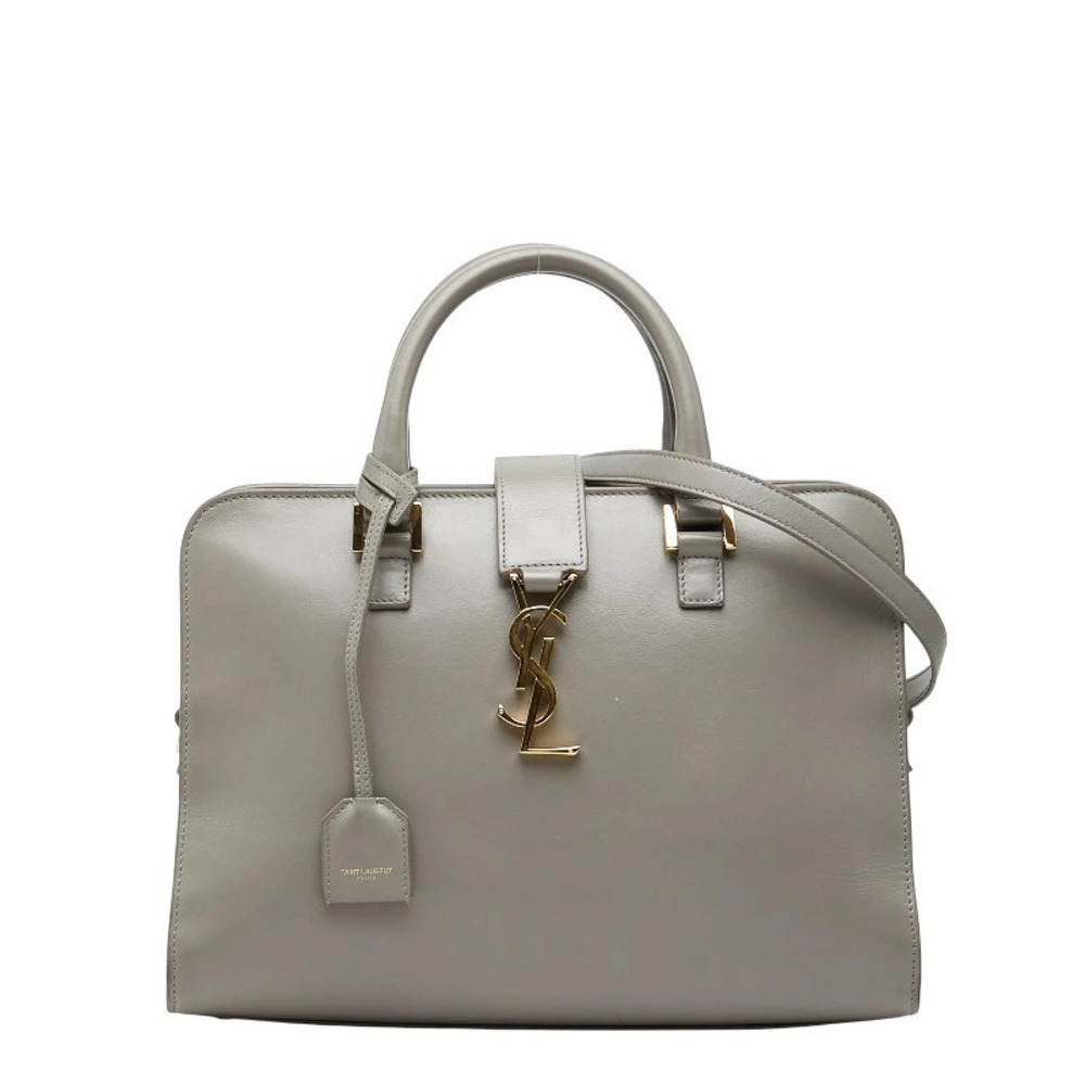 Saint Laurent YSL 2way Shoulder Bag gray leather